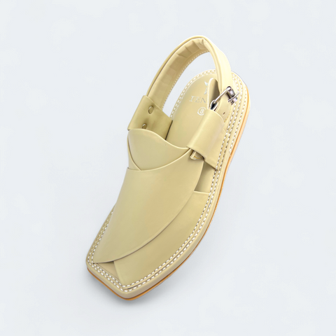 Comfortable Kaptan Genuine Cream Chappal