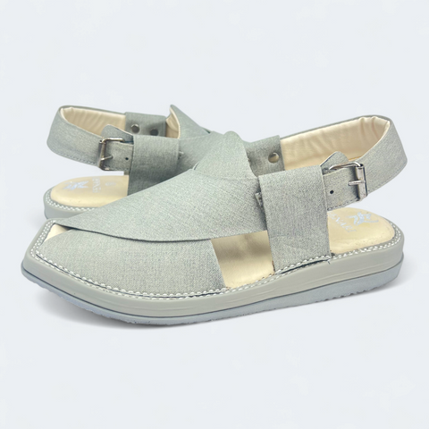 Comfortable Kaptan White Fabric Chappal Pakistan
