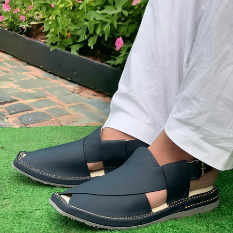 Genuine Dark Blue Kaptan Handmade Chappal