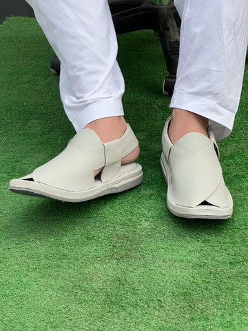 Genuine Handmade Whitish Grey Chappal