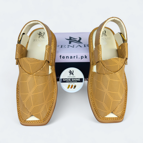 Handmade Dotted Camel Medicated Sandal by Modern Kaptan

