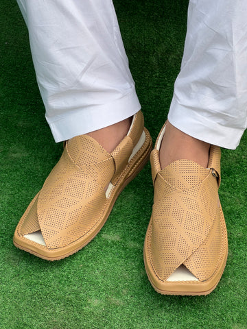 Handmade Kaptan Chappal Dotted Camel