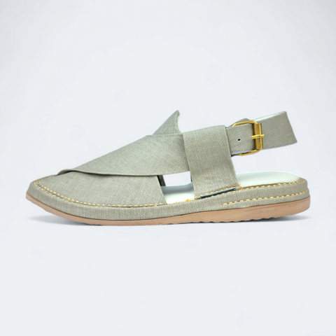 Handmade Kaptan Chappal Grey Fabric Texture