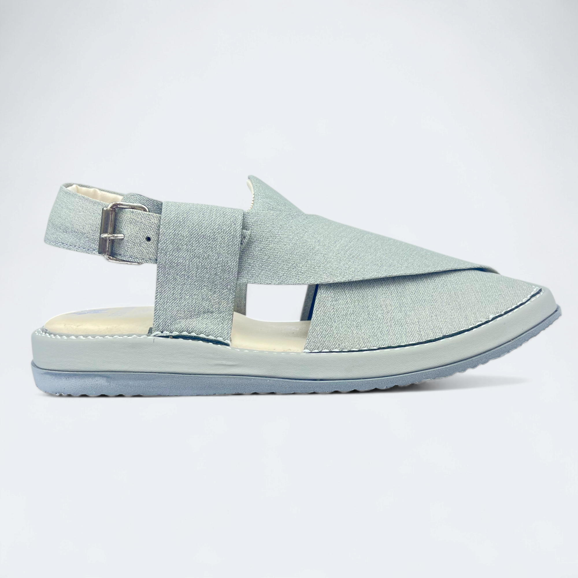 Handmade Kaptan Chappal White Fabric Texture