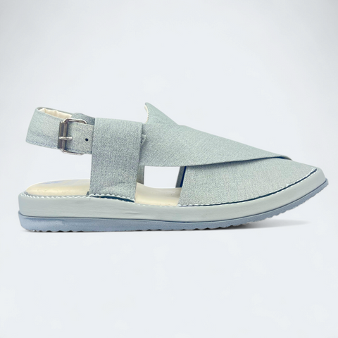 Handmade Kaptan Chappal White Fabric Texture