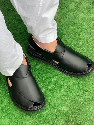 Handmade Peshawari Black Chappal Pakistan