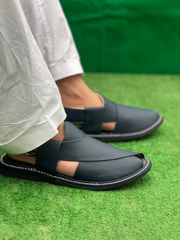 Handmade Peshawari Navy Blue Chappal Pakistan