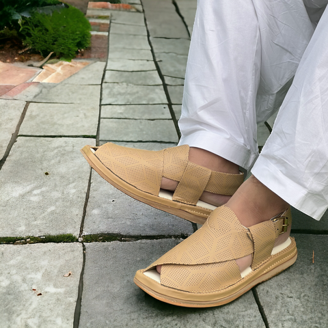 Kaptan Dotted Camel Chappal for Men