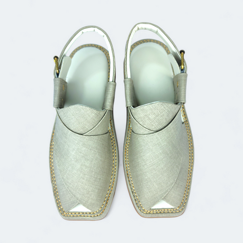 Kaptan Grey Fabric Chappal for Men
