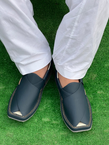 Kaptan Handmade Chappal Genuine Dark Blue