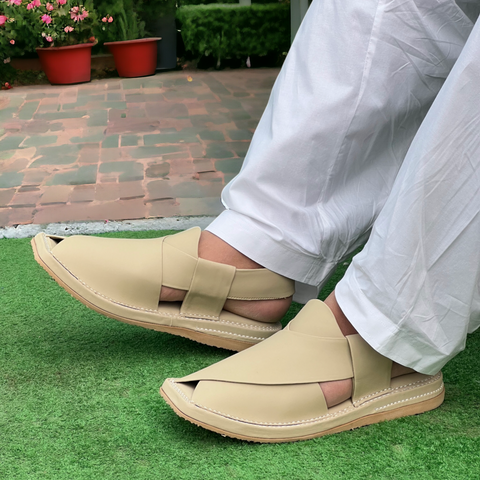 Kaptan Handmade Lightweight Medicated Chappal Genuine Cream