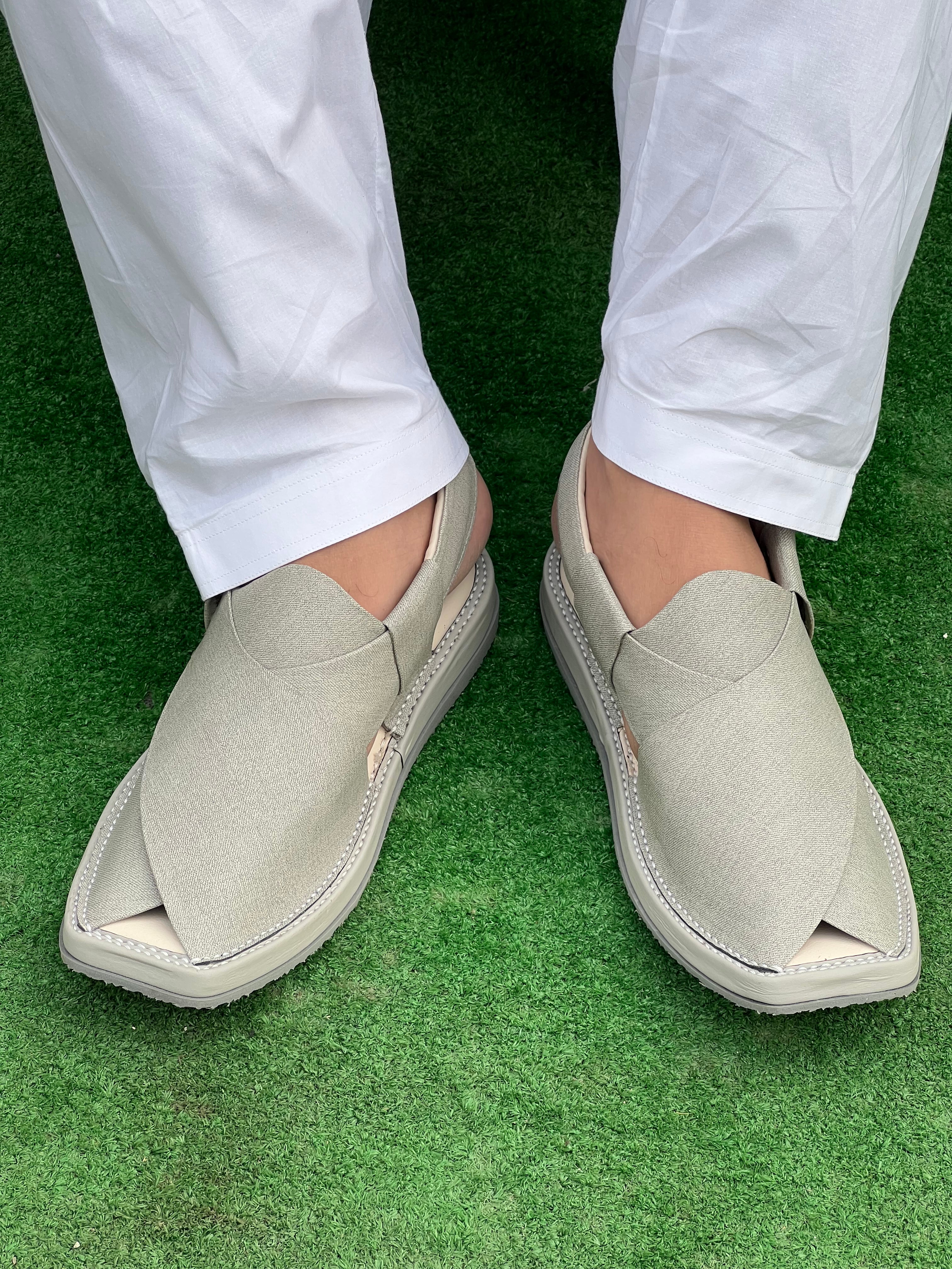 Kaptan Handmade White Fabric Footwear