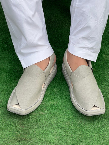Kaptan Handmade White Fabric Footwear