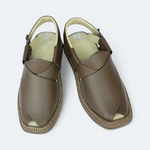 Kaptan Round Brown Chappal for Men