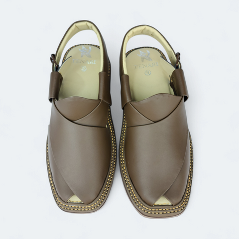 Kaptan Round Brown Handmade Chappal Pakistan