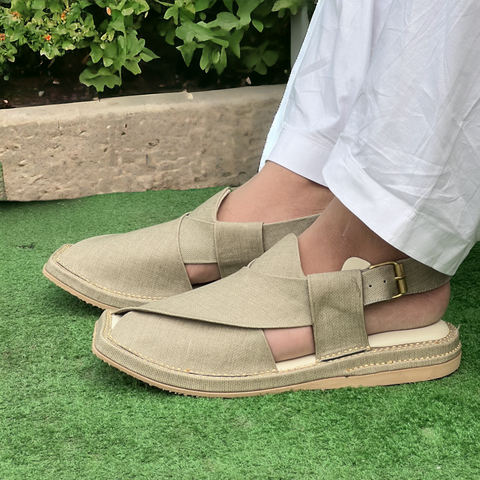 Lightweight Medicated Kaptan Chappal Grey Fabric Texture
