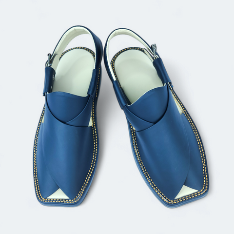 Modern Kaptan Dark Blue Medicated Chappal with Soft Cushioning