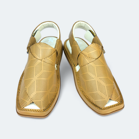 Modern Kaptan Handcrafted Dotted Camel Medicated Footwear
