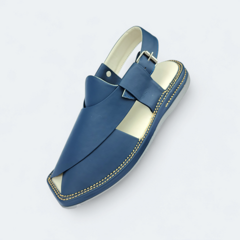Modern Kaptan Handmade Dark Blue Chappal for Comfort