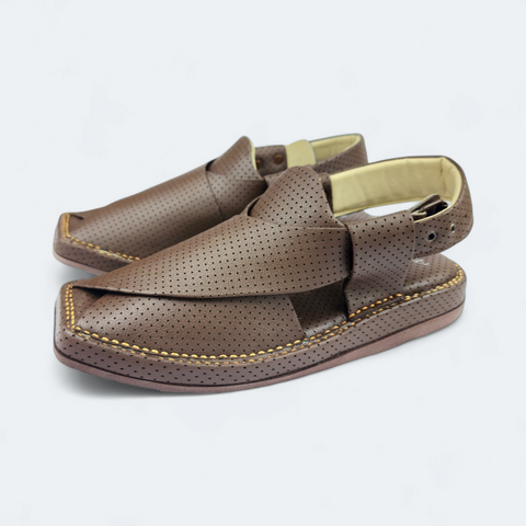 Premium Kaptan Handcrafted Dotted Brown Medicated Footwear
