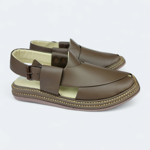 Stylish Round Brown Handmade Chappal by Kaptan