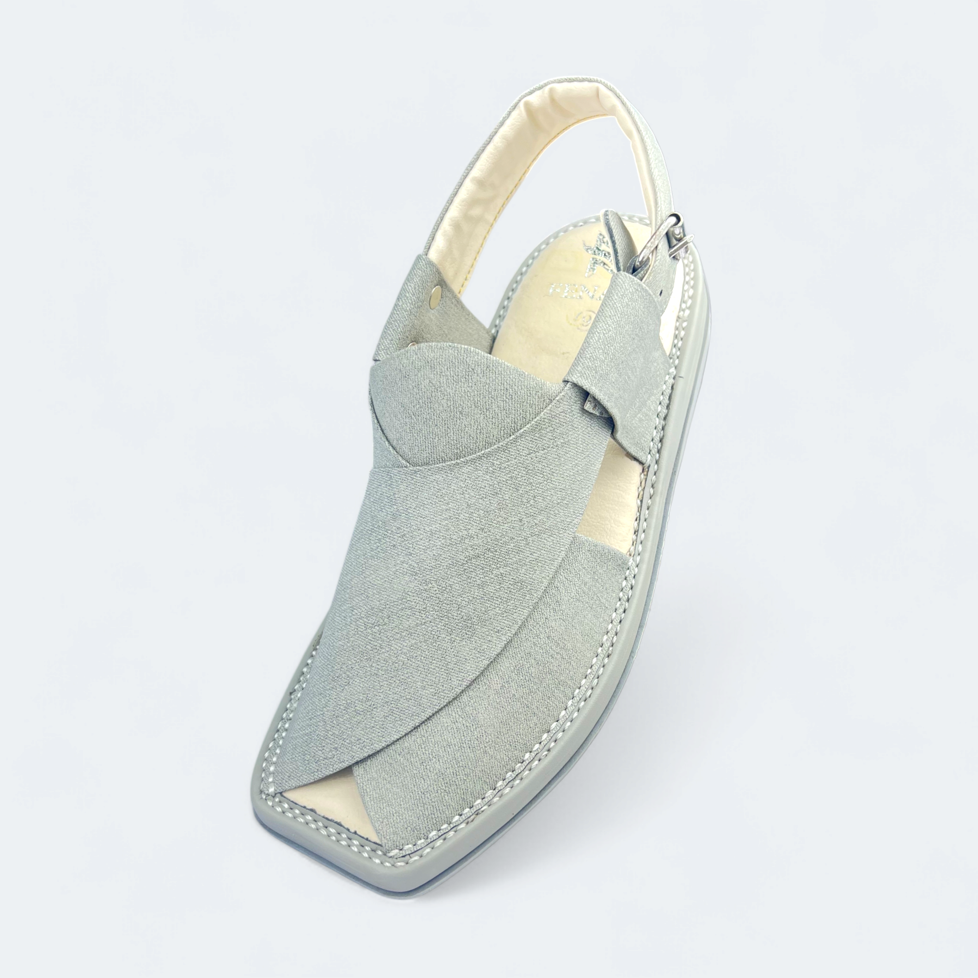 Stylish White Fabric Texture Handmade Chappal by Kaptan