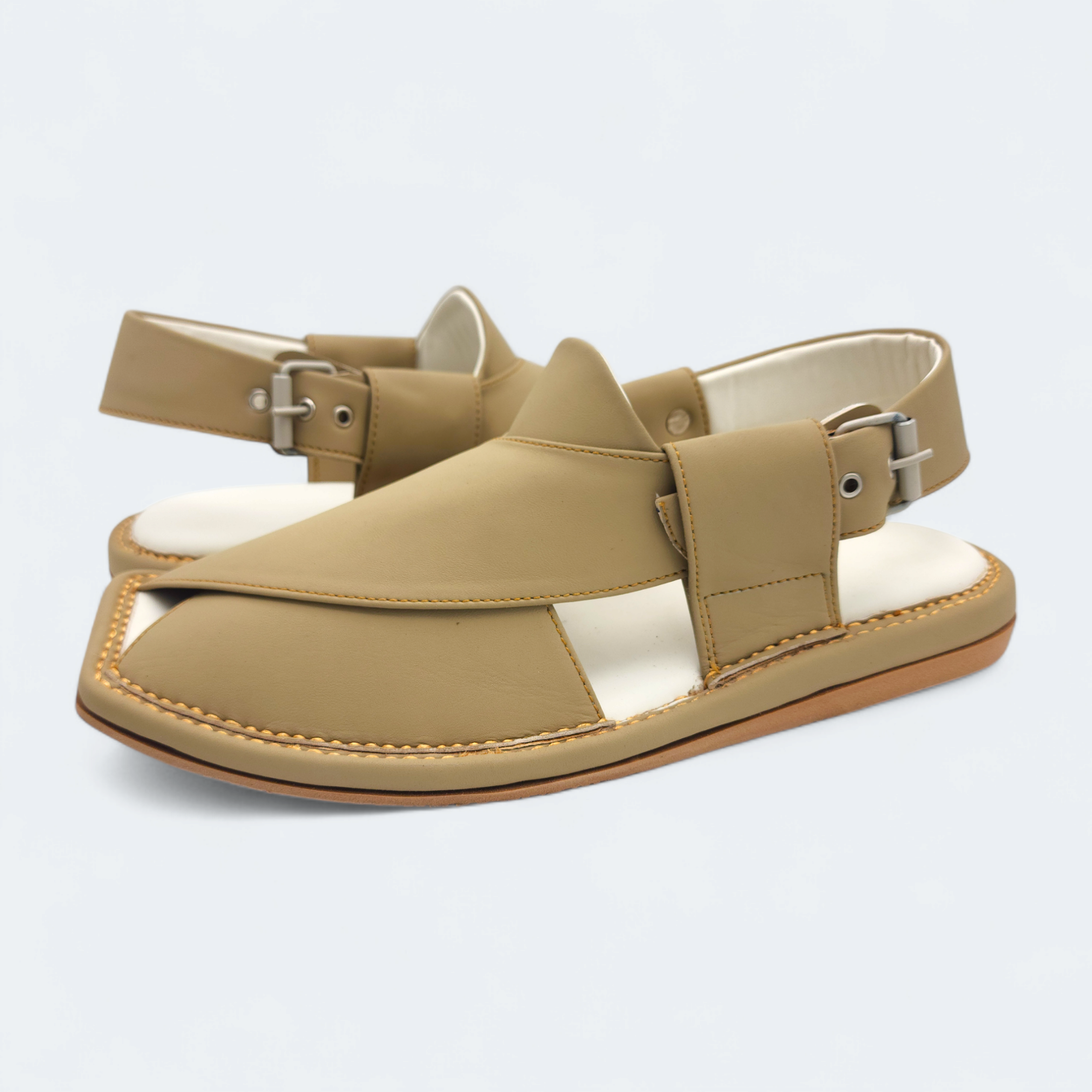 single Kaptan Chappal Cream