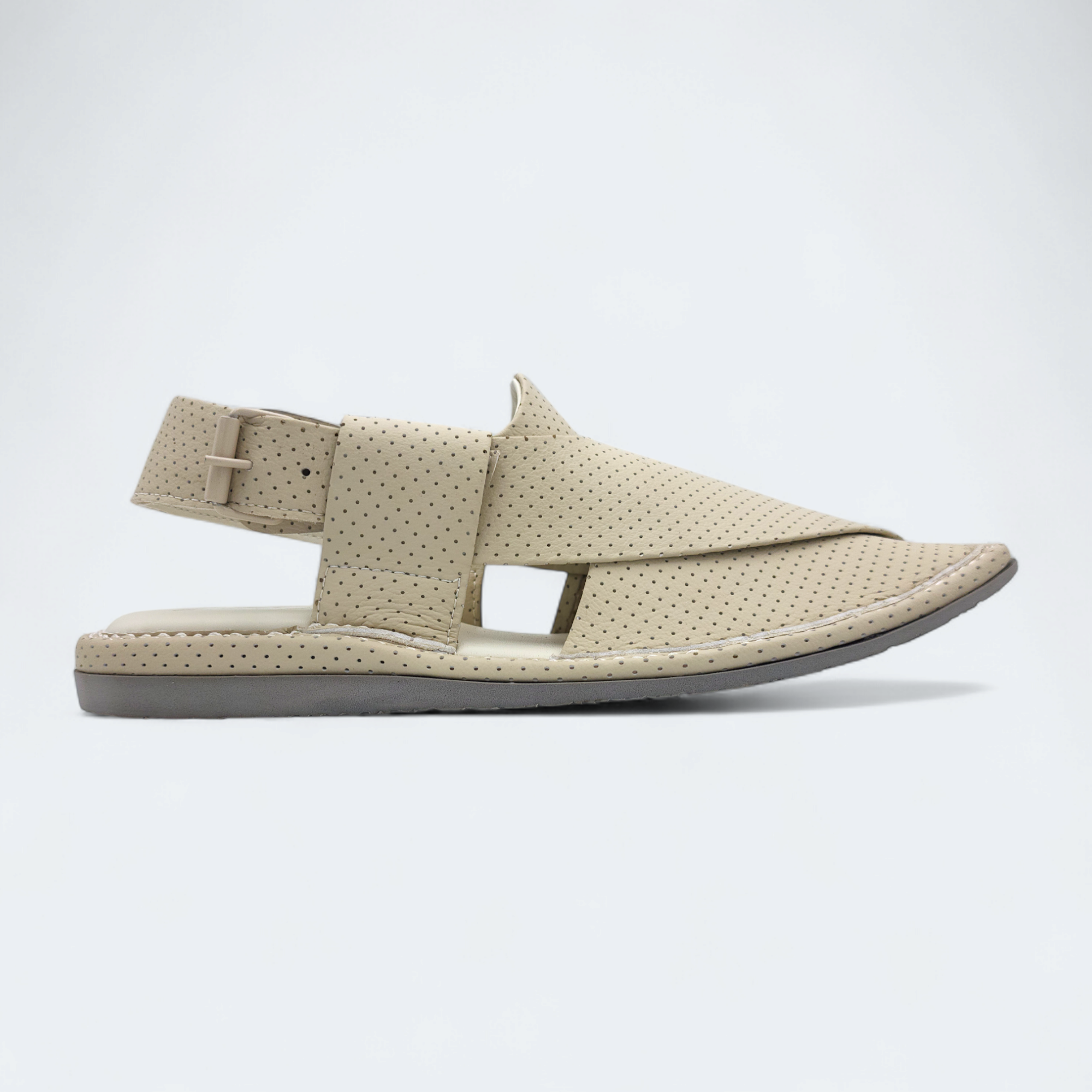 Single Kaptan Chappal Dotted Cream