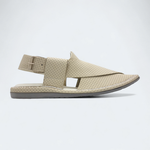 Single Kaptan Chappal Dotted Cream