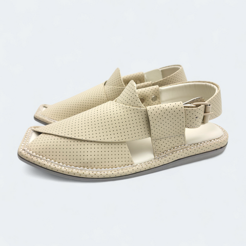 Single Kaptan Chappal Dotted Cream