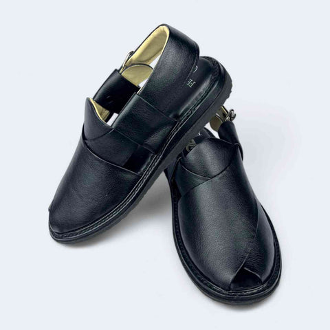 Premium Peshawari Medicated Chappal Black