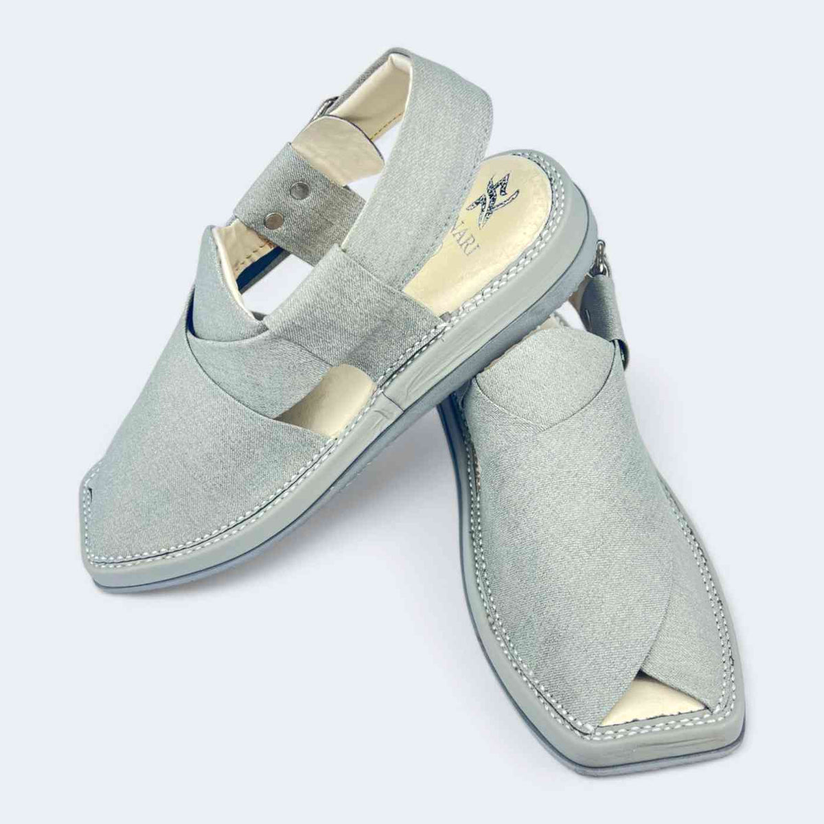 Kaptan Medicated Chappal White Fabric Texture