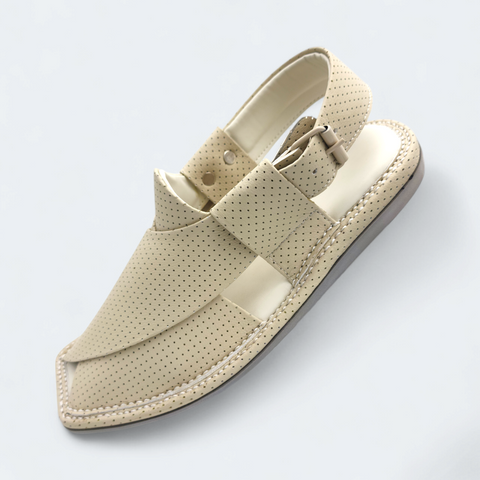 Single Kaptan Chappal Dotted Cream