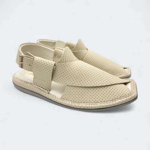 Single Kaptan Chappal Dotted Cream
